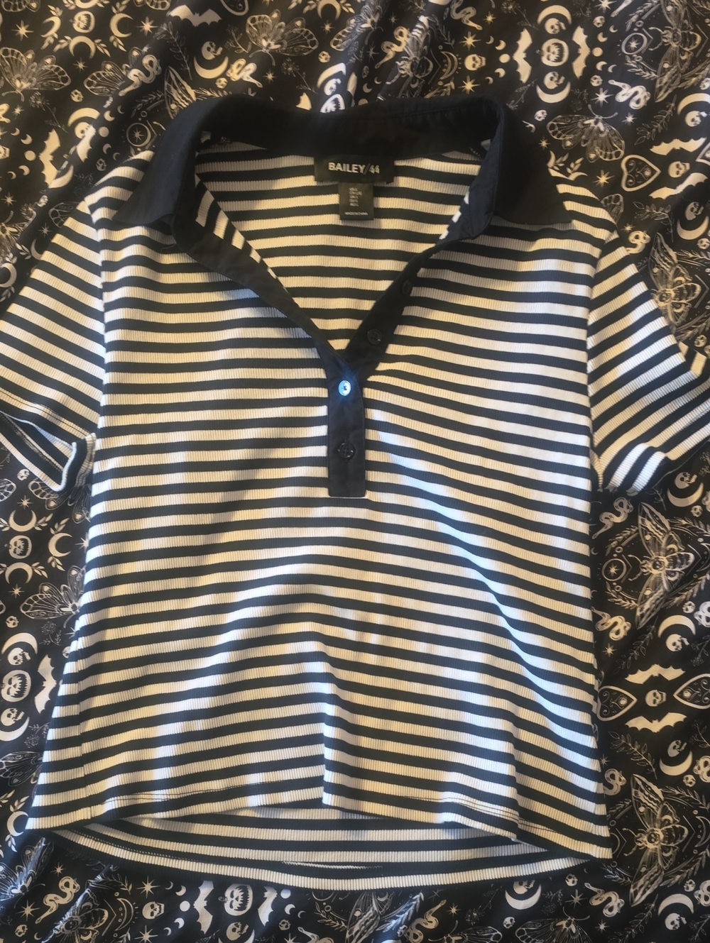 Bailey 44 Black and White Striped Polo Top